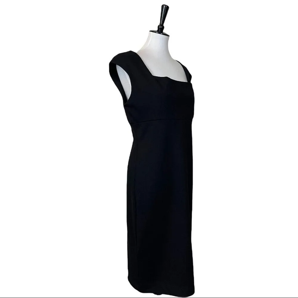 Adrienne Vittadini Square Neck Cap Sleeve Sheath Ponte Knit Dress Black New 12 - Image 2