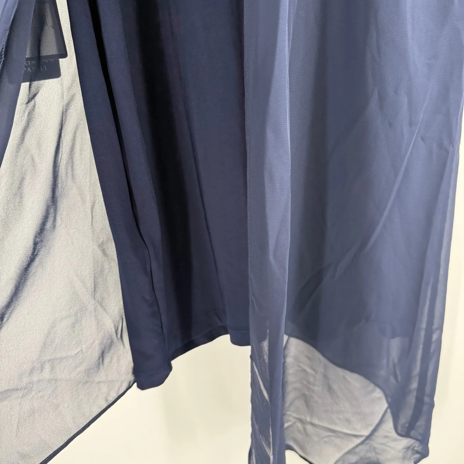 Adrianna Papell Dress SZ Small NWT Navy Chiffon Overlay Draped Evening Cocktail - Image 10