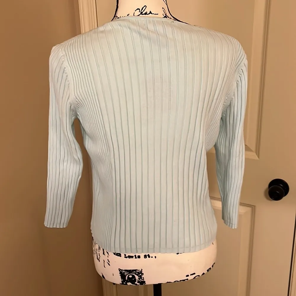 Vintage Eagle’s Eye pale blue ribknit sweater Size small - Image 3