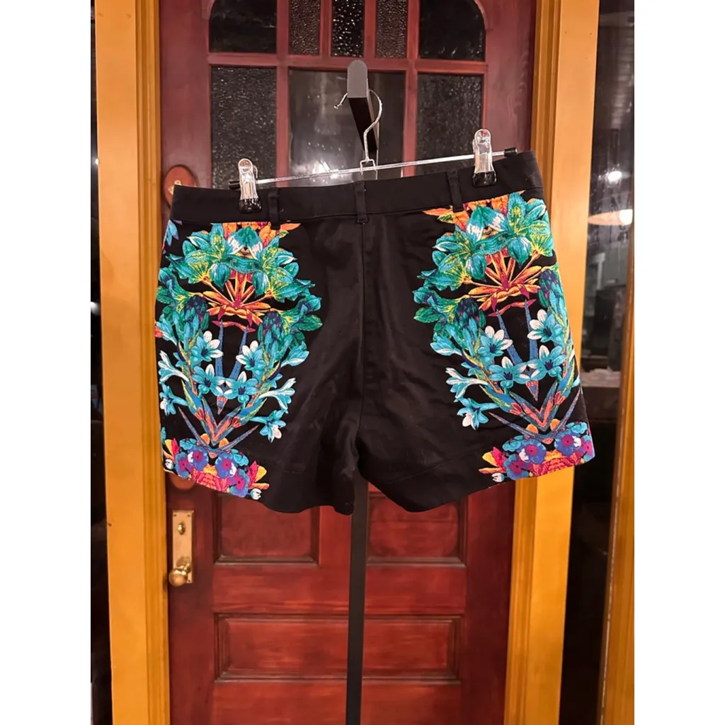 Women's Nicole by Nicole Miller Black Floral Print Shorts Size 4 - Image 3