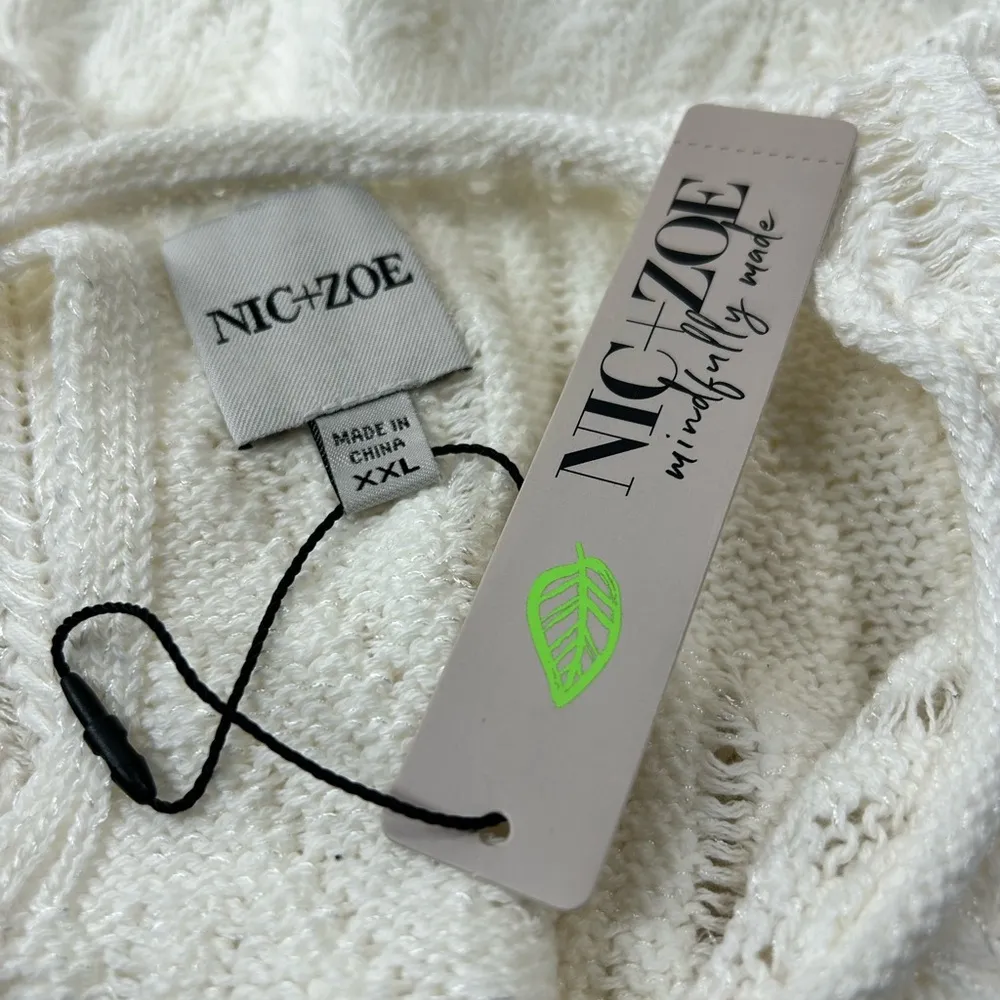 New Nic + Zoe classic cream fringe knit sweater size XXL $148 - Image 6