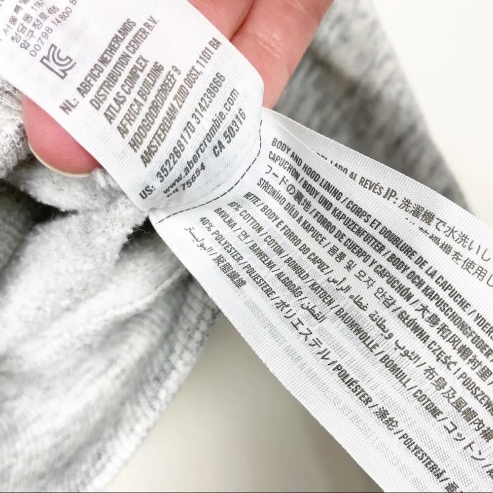 Hollister Gray Spell Out Cropped Hoodie Sz XS - Image 6