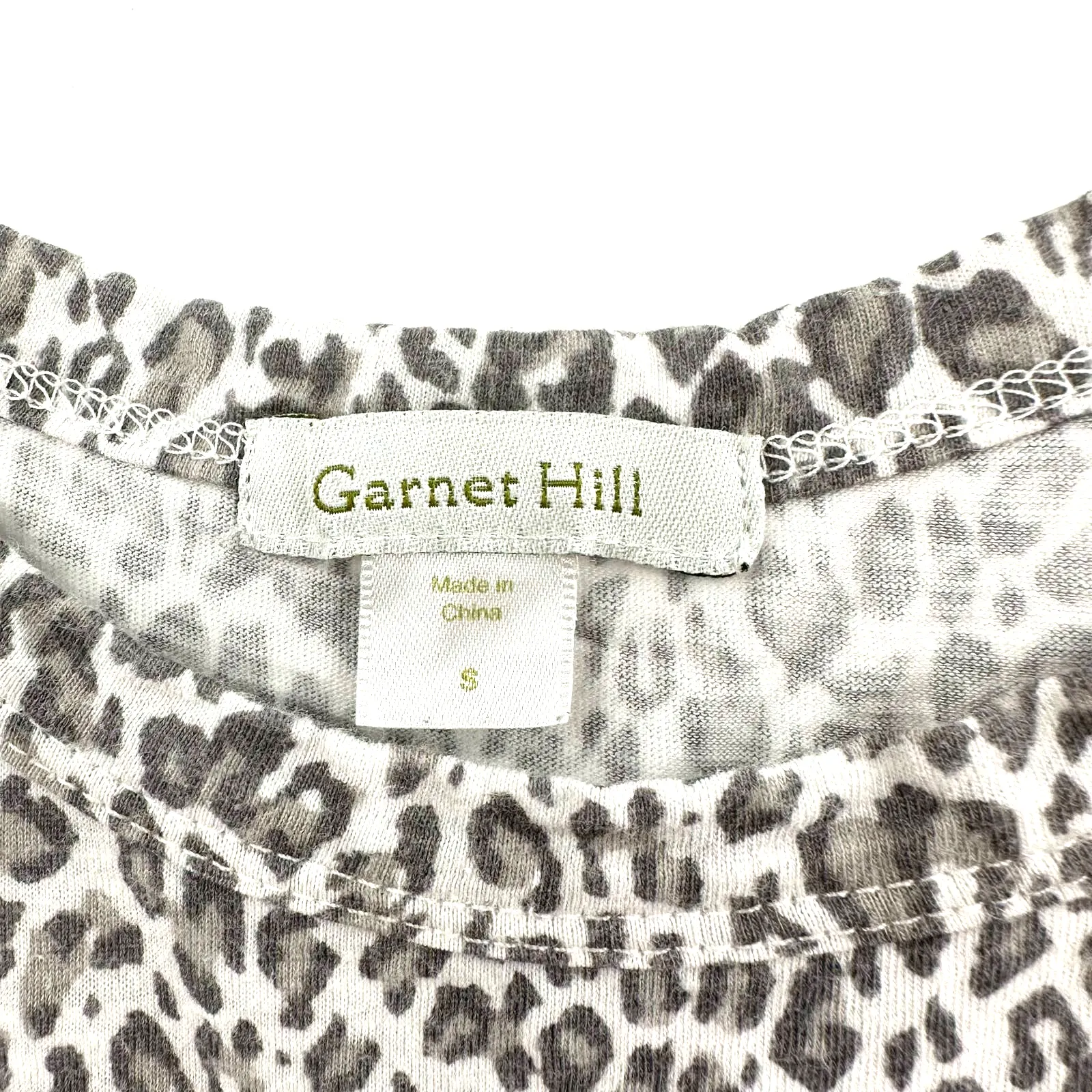 Garnet Hill size small‎ sleeveless tiered dress white gray leopard print cotton - Image 3