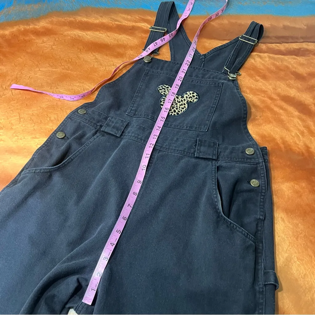 Vintage Disney Catalog Black Denim Overalls Mickey animal print size medium - Image 12