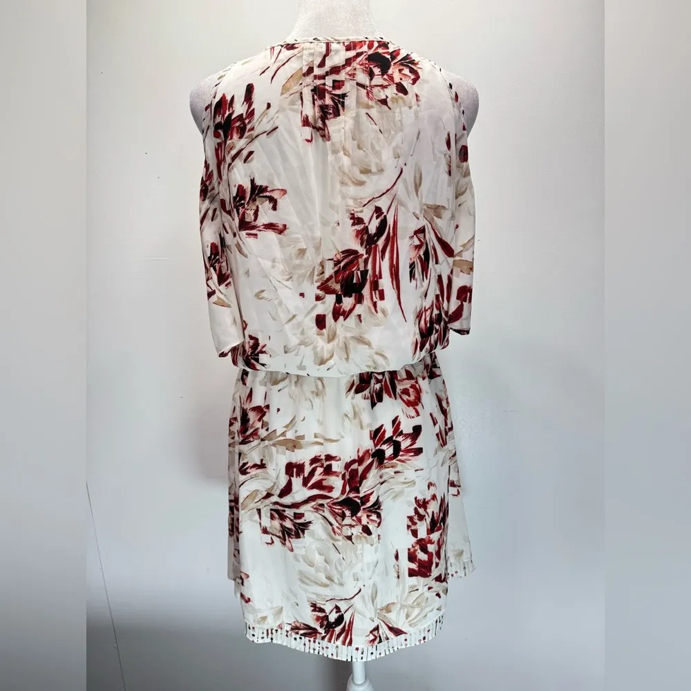 White House Black Market Blousy Pleated Belted Cold Shoulder Midi Dress Boho - Image 9