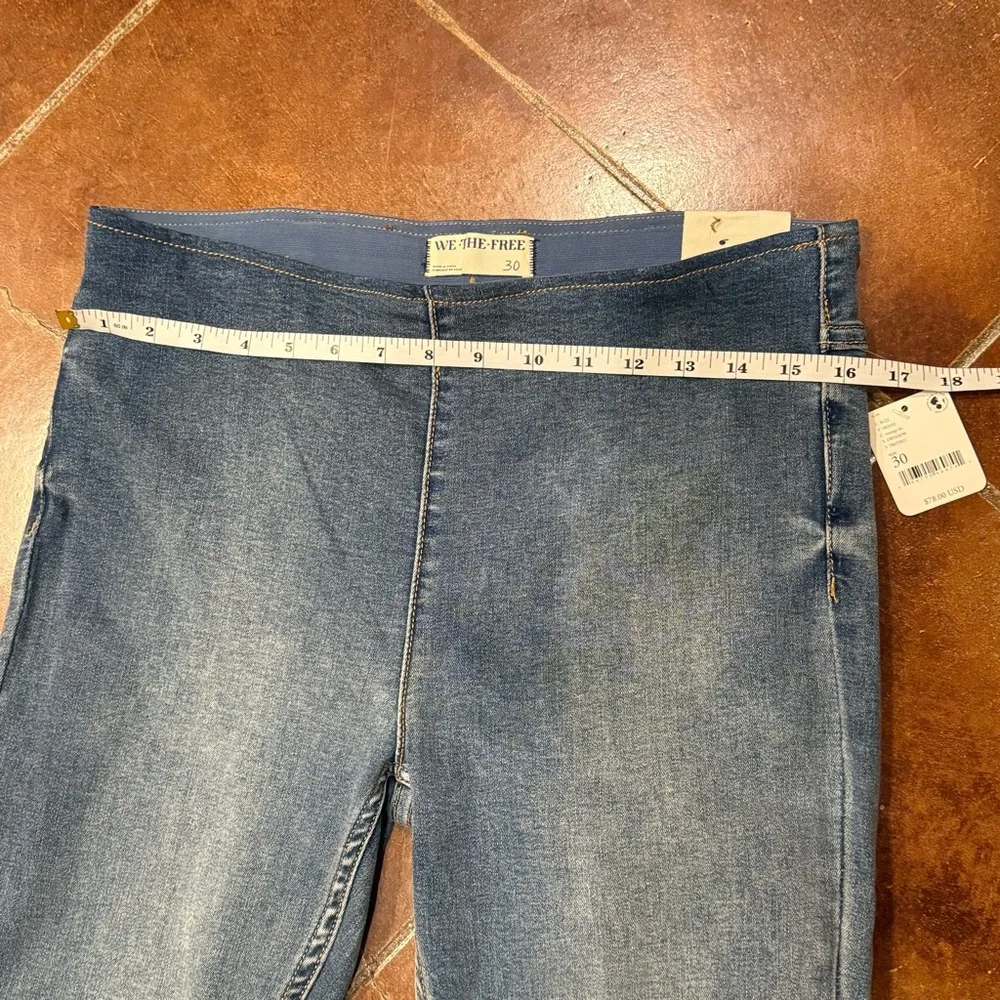 Free People We The Free Blue Flare Wide Leg Statement Hippie Jeans NWT - Image 5