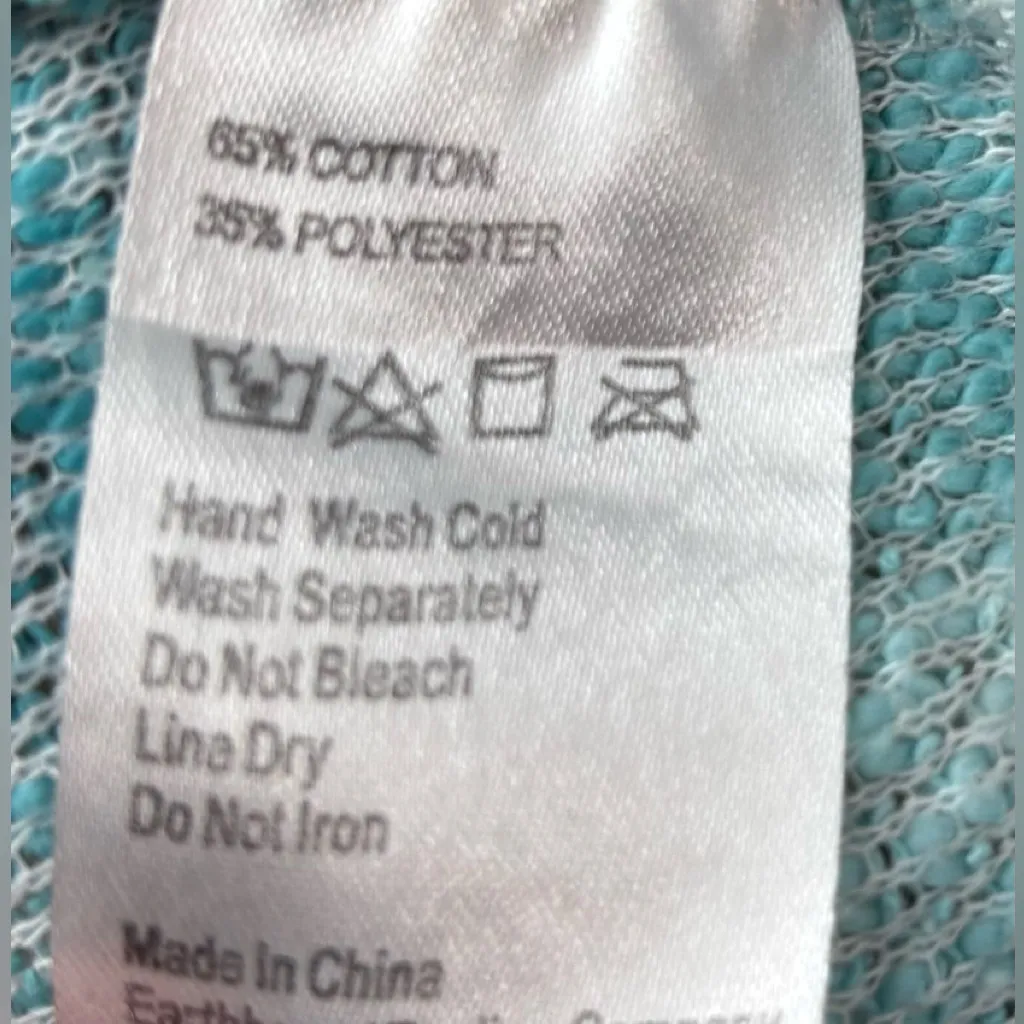 Earthbound XL Cotton Hombre Bell Sleeve Crop Top in Teal n Yellow - Image 5