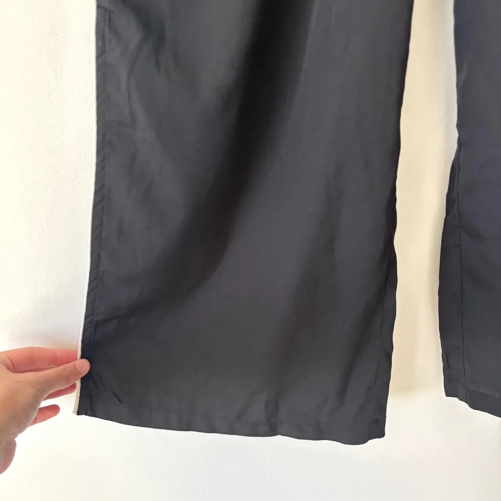 Jason Wu Black Wide Leg Straight Pant White Stripe Satin Flowy Track Pant Sporty - Image 7