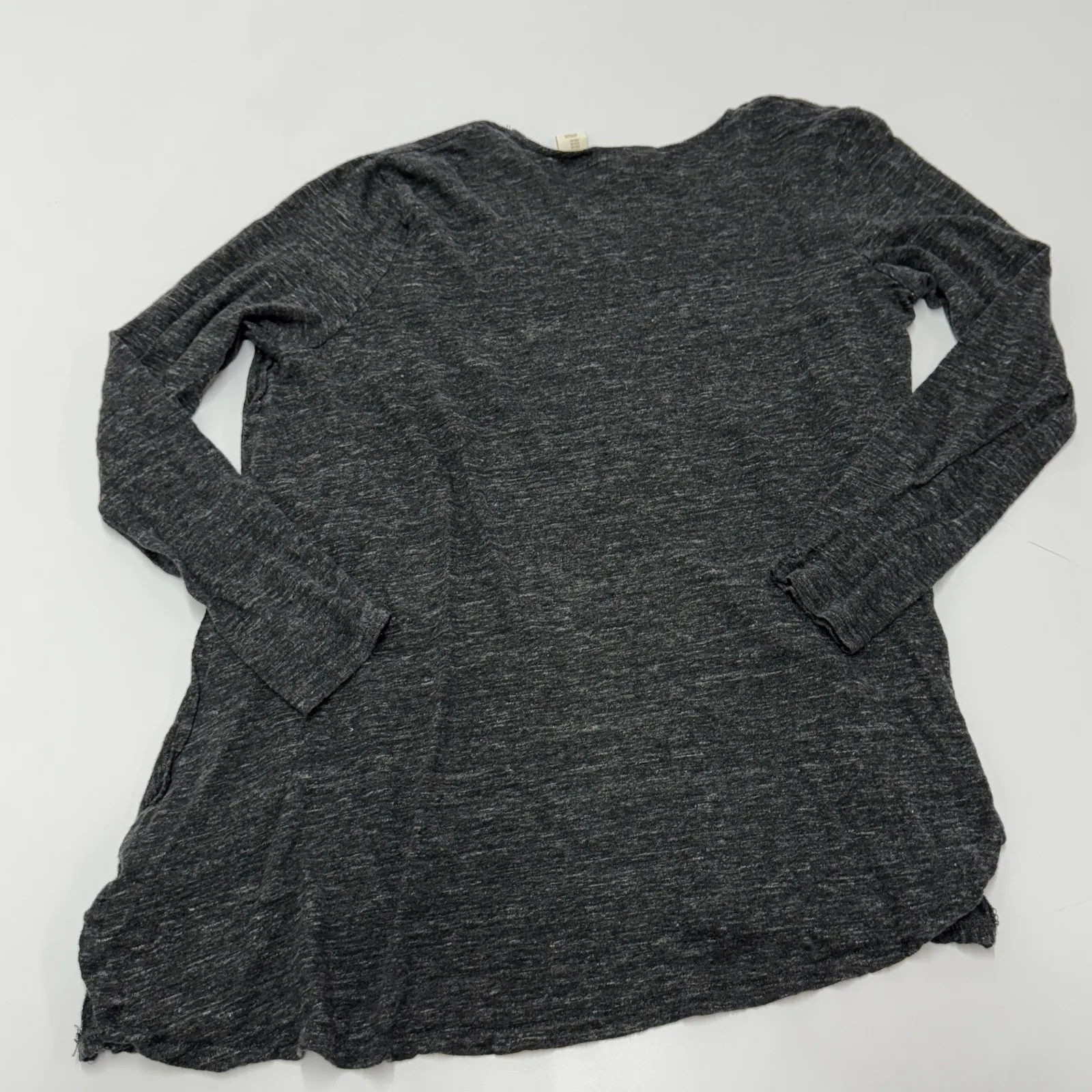 Cynthia Rowley Cardigan Womens Medium Charcoal Gray Linen Blend Knit Open‎ Front - Image 2