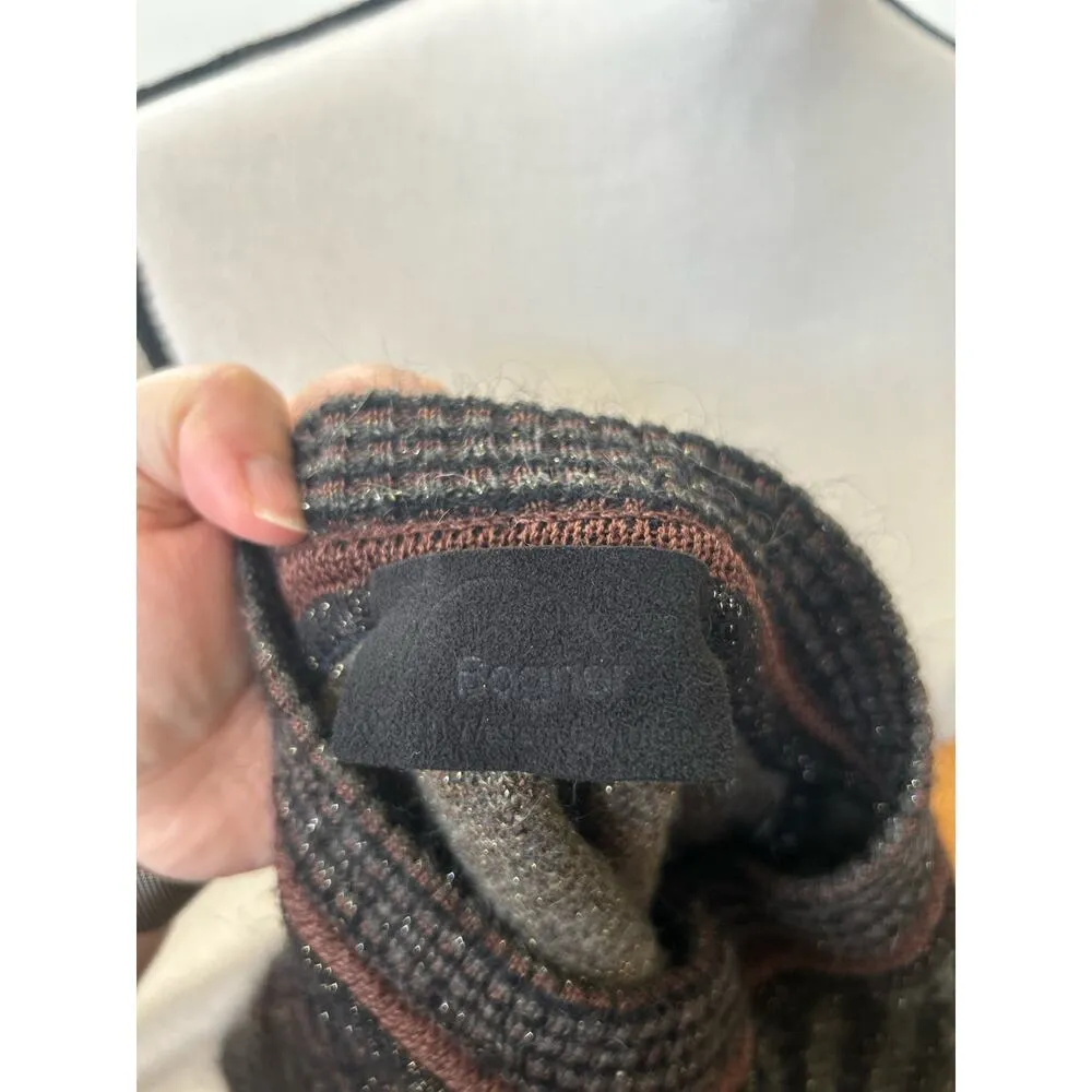 Bogner Wool & Mohair Blend Brown Metallic Zebra Print Sweater Size 10 - Image 5