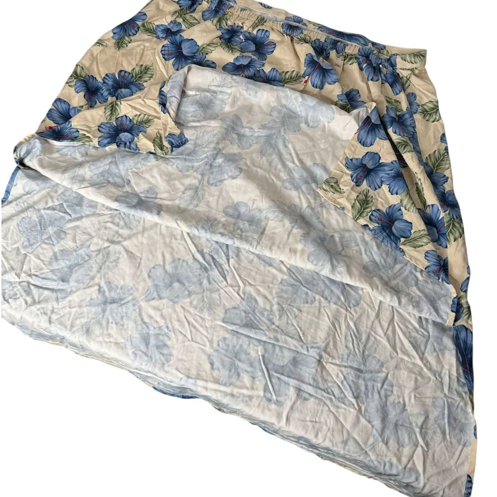 Womens Plus Size 22W 24W‎ Hibiscus Floral Print Midi Skirt Tropical Beach Blue - Image 9