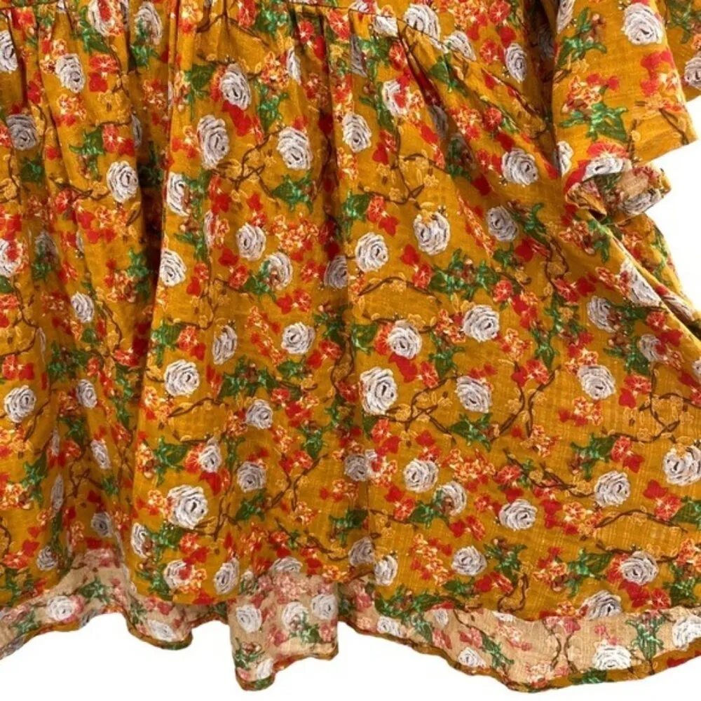 Umgee Boho Floral Roses Babydoll Top - Image 5