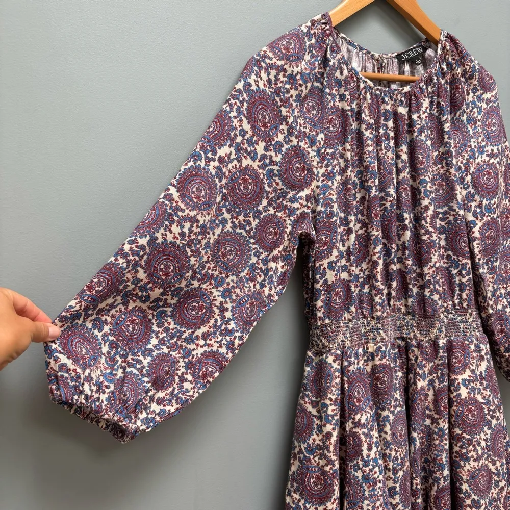 J. Crew Palermo Smocked-Waist Mini Dress in floral bouquet linen S - Image 5