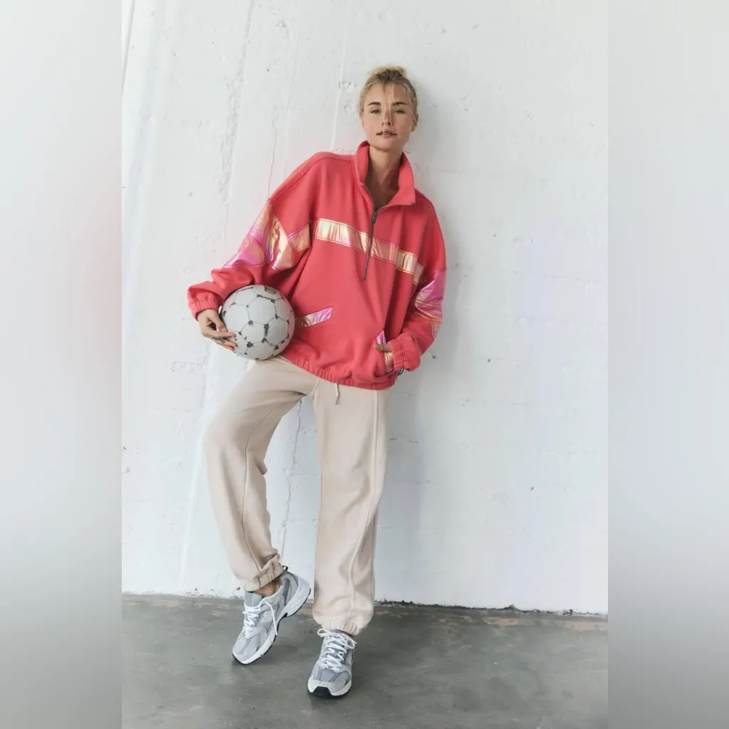 NWT Free People Movement Away We Go Half Zip in Hibiscus $128 MSRP - Image 2