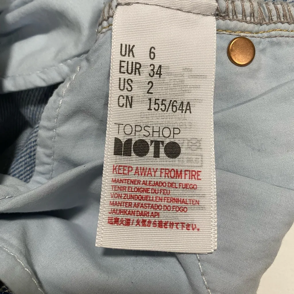 MINT $60 Topshop Premium Moto MOM Jean Denim Light Washed Shorts UK 6 US 2 XS S - Image 7