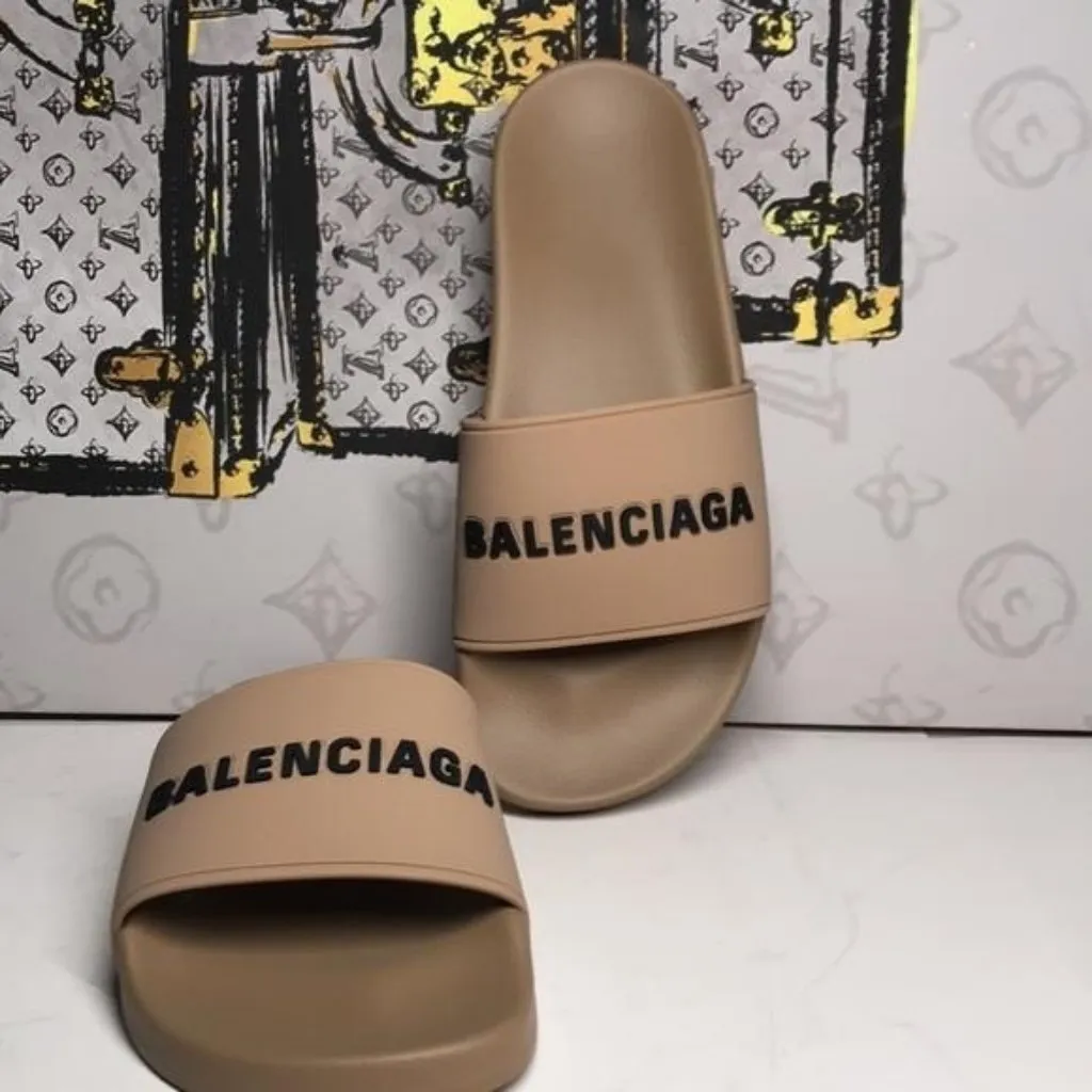 New Authentic 🔥 Balenciaga Rubber Logo Slides | Designer Poolside Chic 🔥 - Image 5