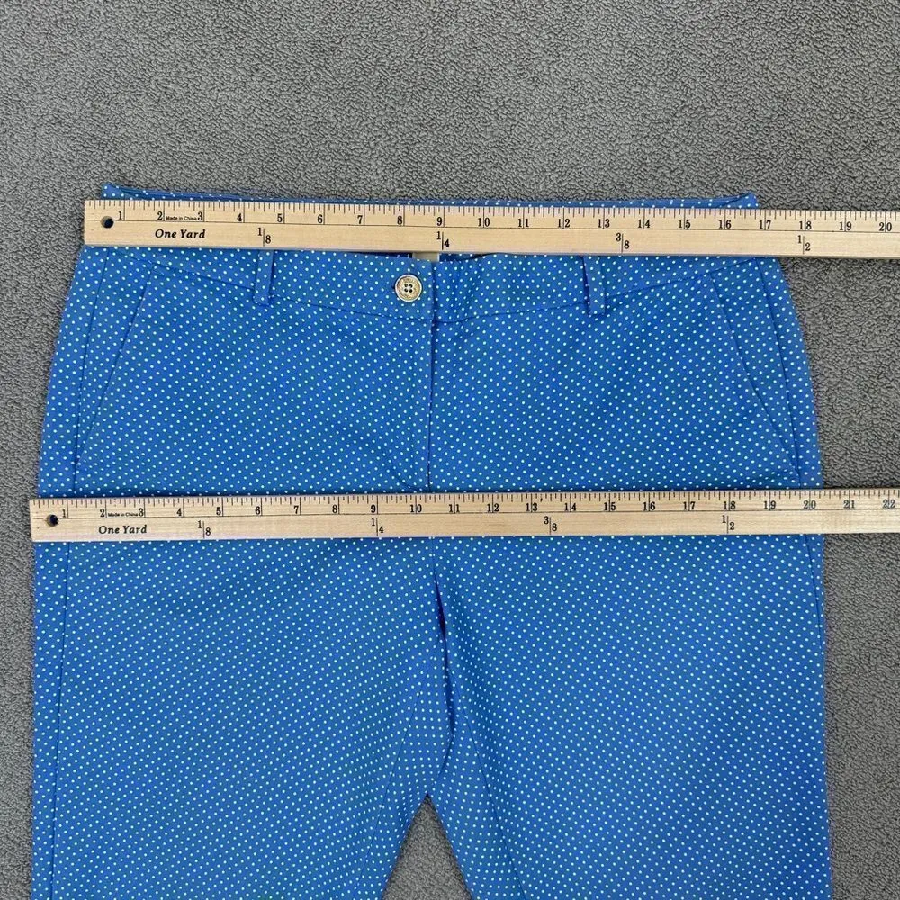 Michael Michael Kors Polkadot Crop Chino Pants Blue White 10 Cotton Twill Blue - Image 13