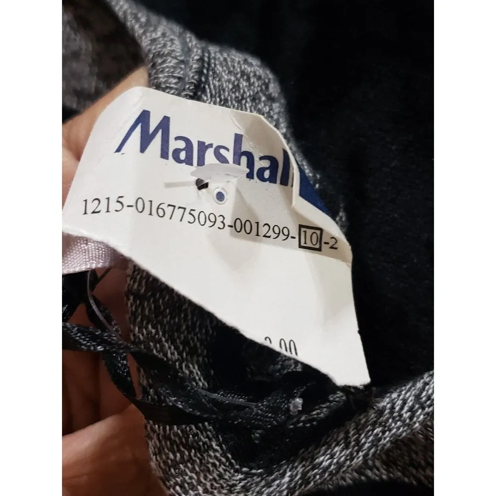 Women's Black & Gray Cotton Belted Long Sleeve Knee Length Dress Size Large - Image 10