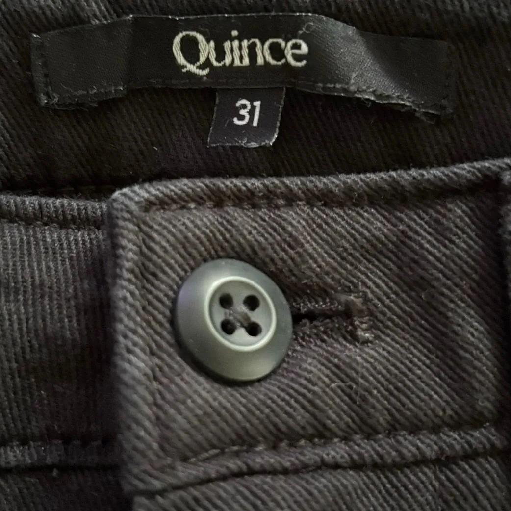 Quince Size 31 Wide Leg Crops Cropped Pants Stretch Black High Waisted Rise - Image 3