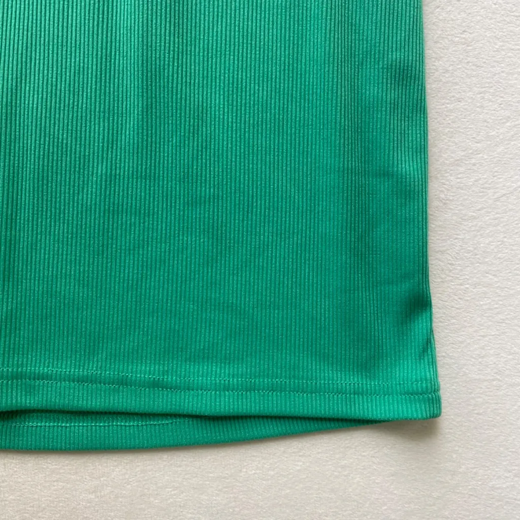 Notre Dame green and white patchwork ribbed bow dress - Image 6