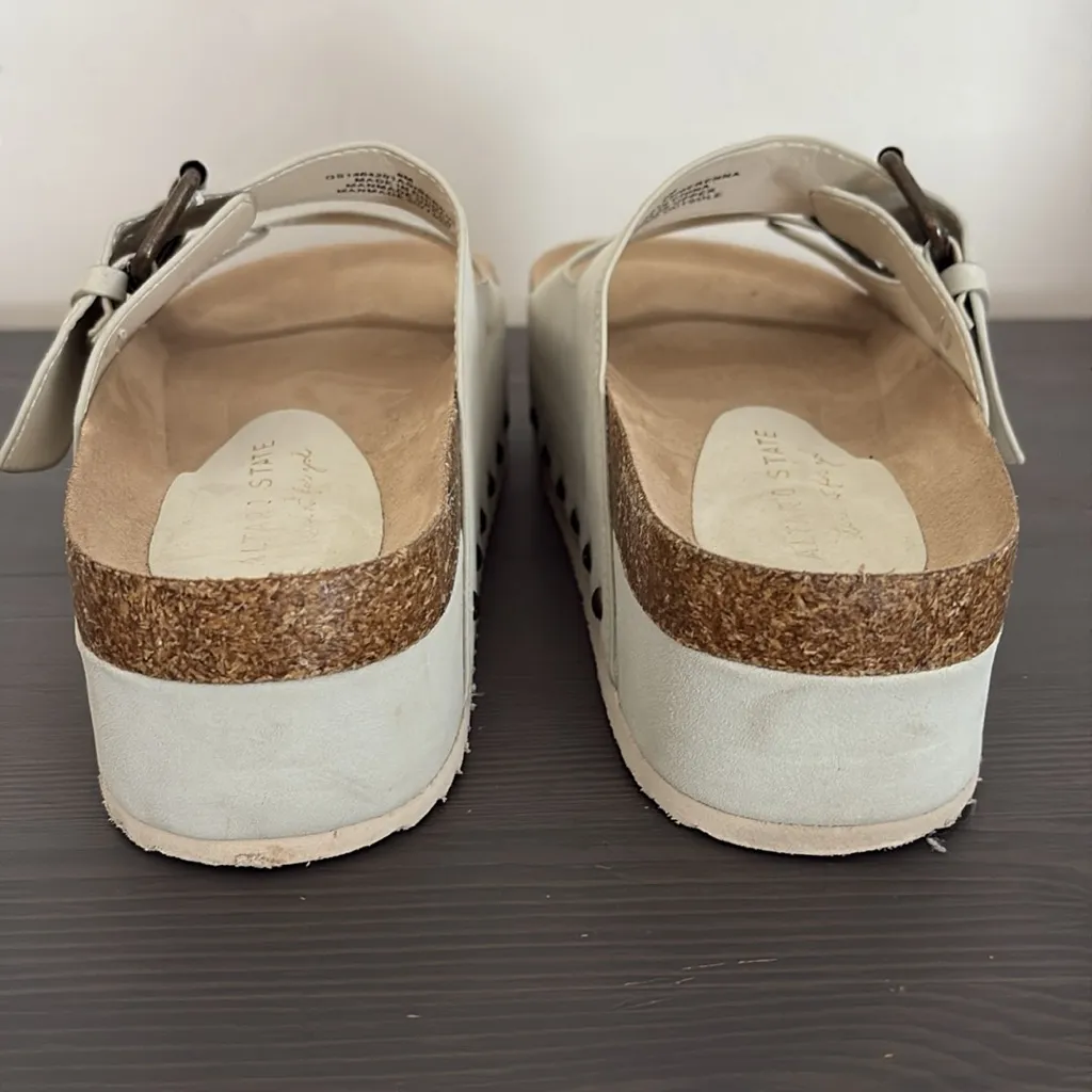 ALTAR’D STATE Serenna Platform Sandals Faux Suede Slip On Double Strap Size 8 - Image 8