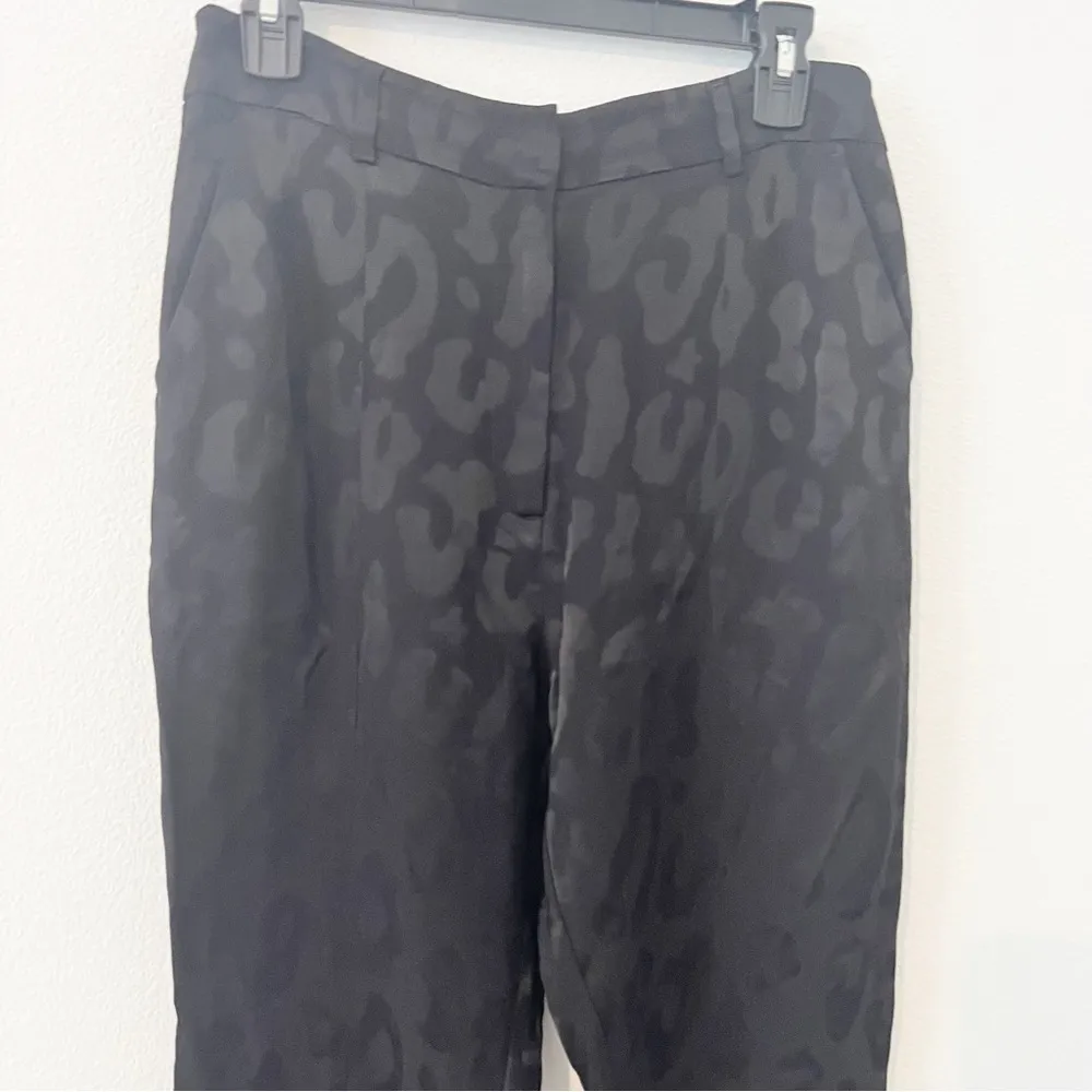 ANINE BING TATE FRONT SLIT TROUSERS PANTS LEOPARD PATTERN BLACK Size 38 - Image 6