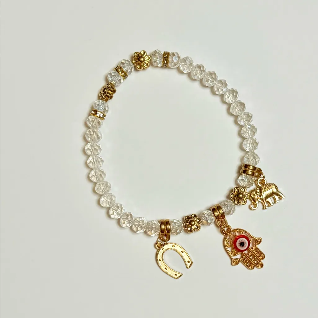 Gold and Crystal Beaded Bracelets (Set F) - Image 2