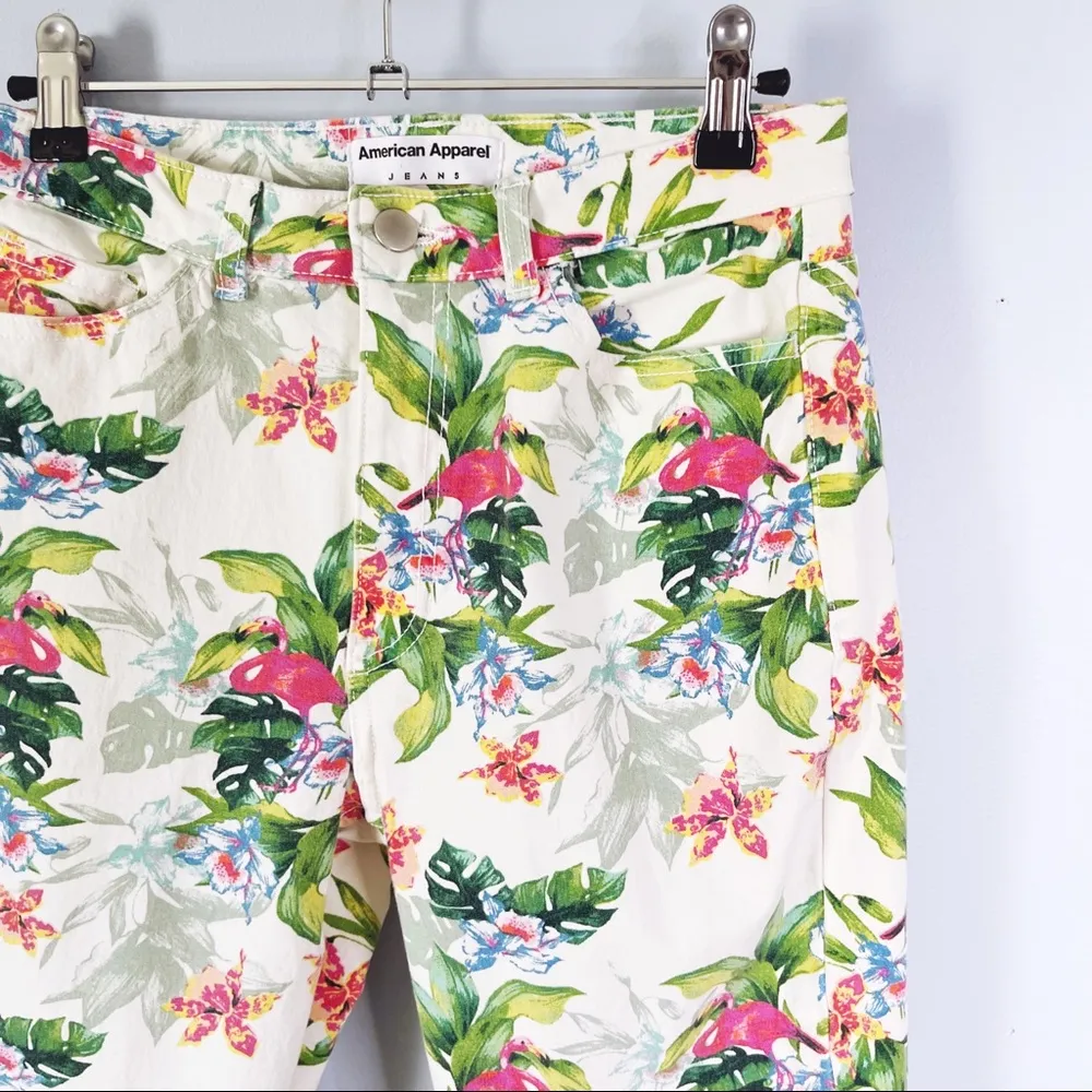 AMERICAN APPAREL | Floral & Flamingo Skinny Jeans Sz 29 - Image 2