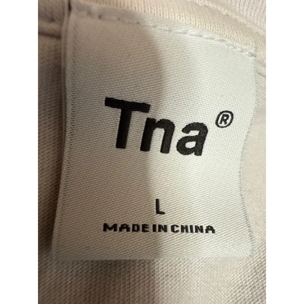 Aritzia TNA Women's Gray Knit Short Sleeve Crew Neck Crop Tee T-Shirt Top Size L - Image 3