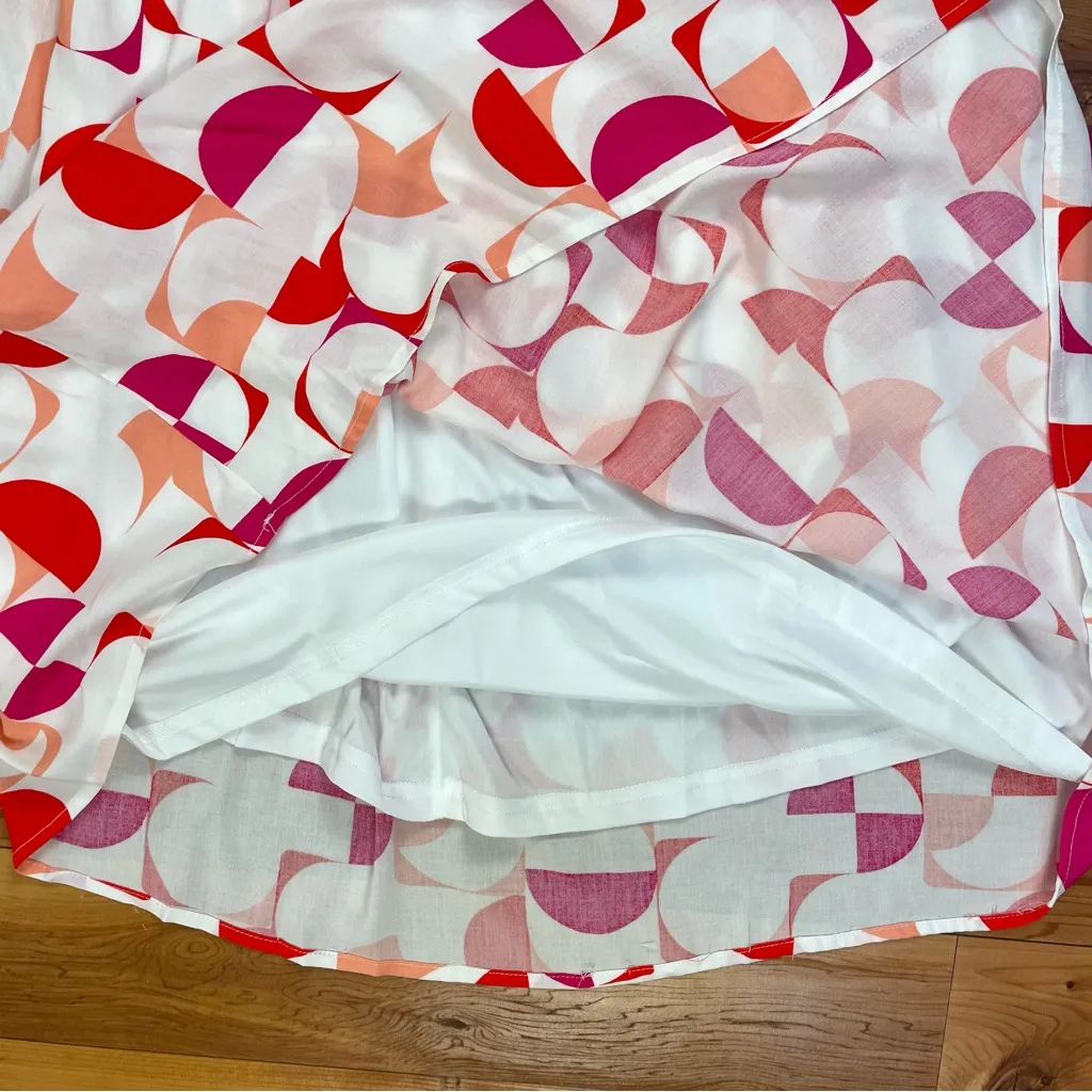 Emily Wonder Mini Dress Lined Babydoll Geometric Print Ruffles Square Neck 1X - Image 6