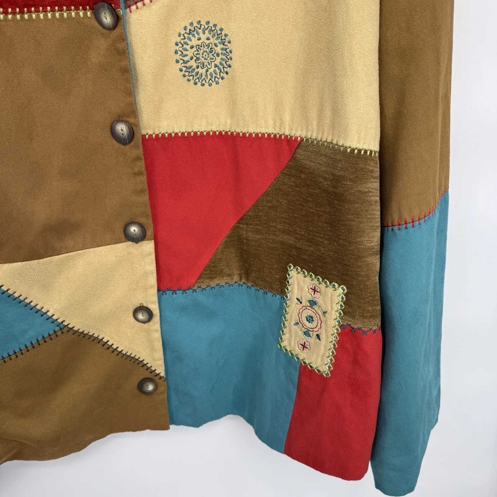 Vintage Koret Southwest Festival Patchwork Faux Suede Jacket Womens Plus 26W - Image 6