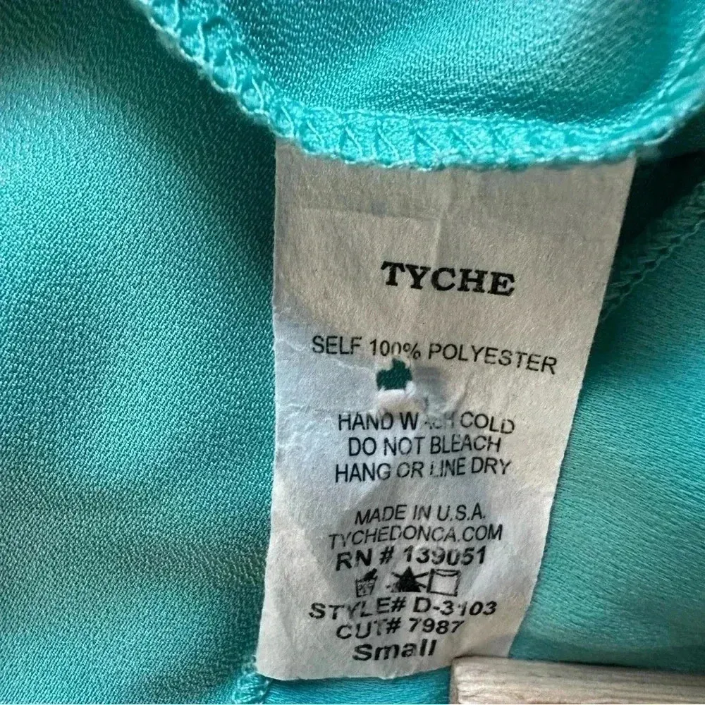 Tyche Teal Mock VNeck Sleeveless Mini Dress Size Small - Image 9
