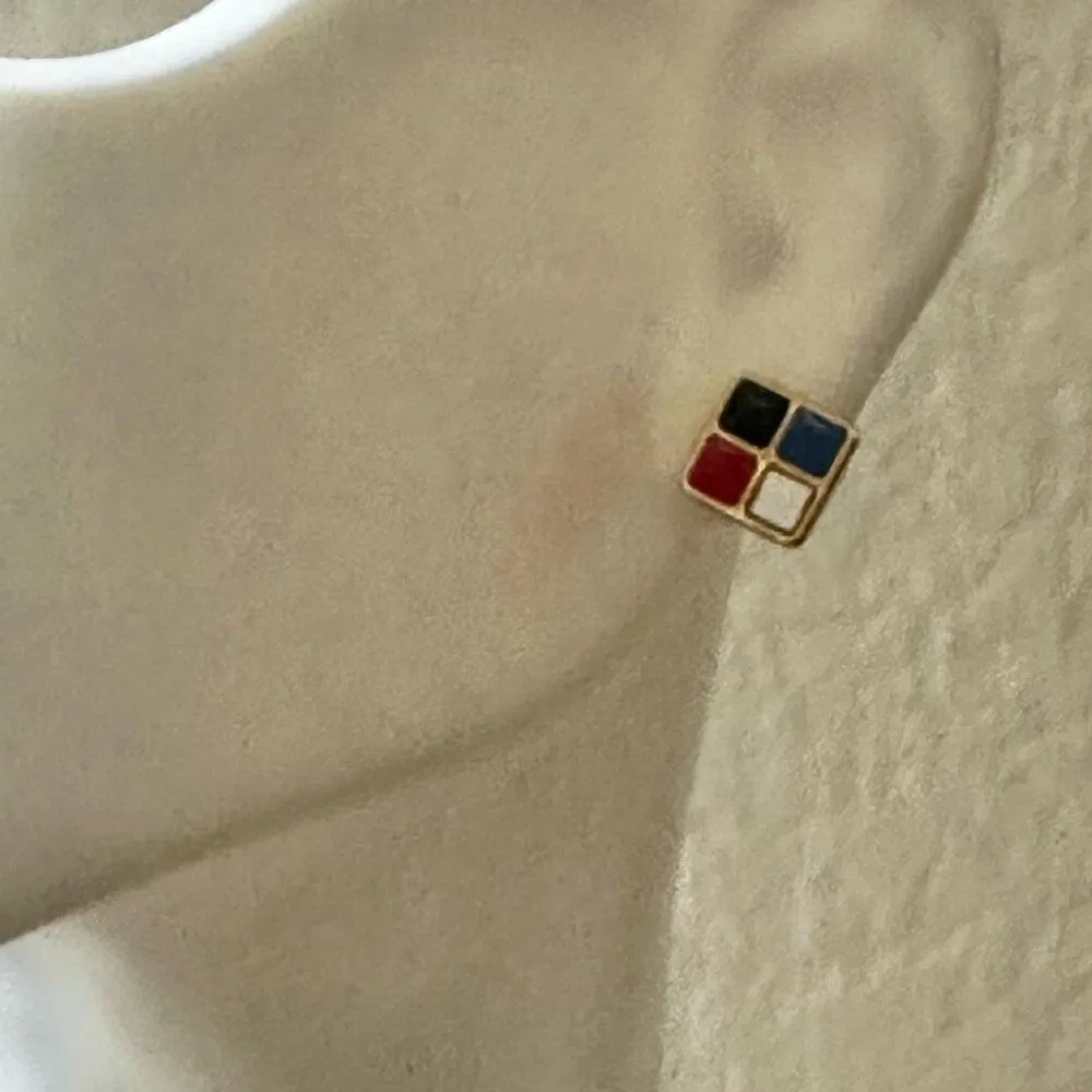 Ann Taylor colorful post checkered earrings - Image 6