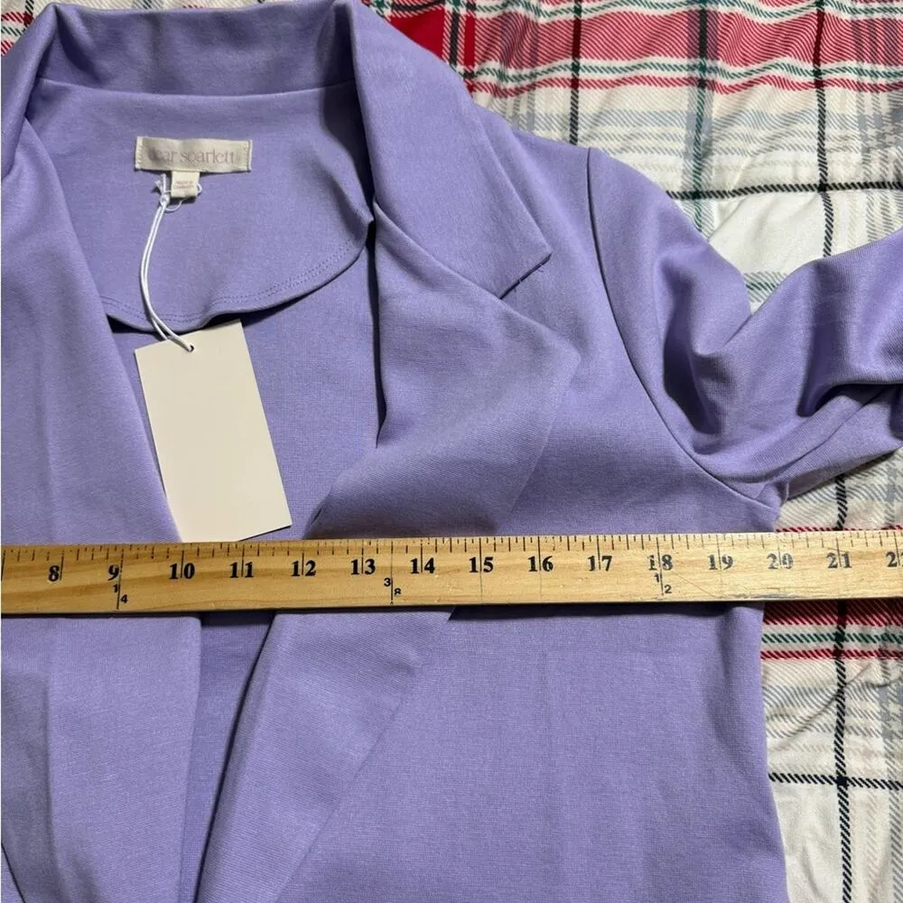 Dear Scarlett small lavender 3/4 blazer ruched sleeves side pockets slim fit NWT Purple - Image 10