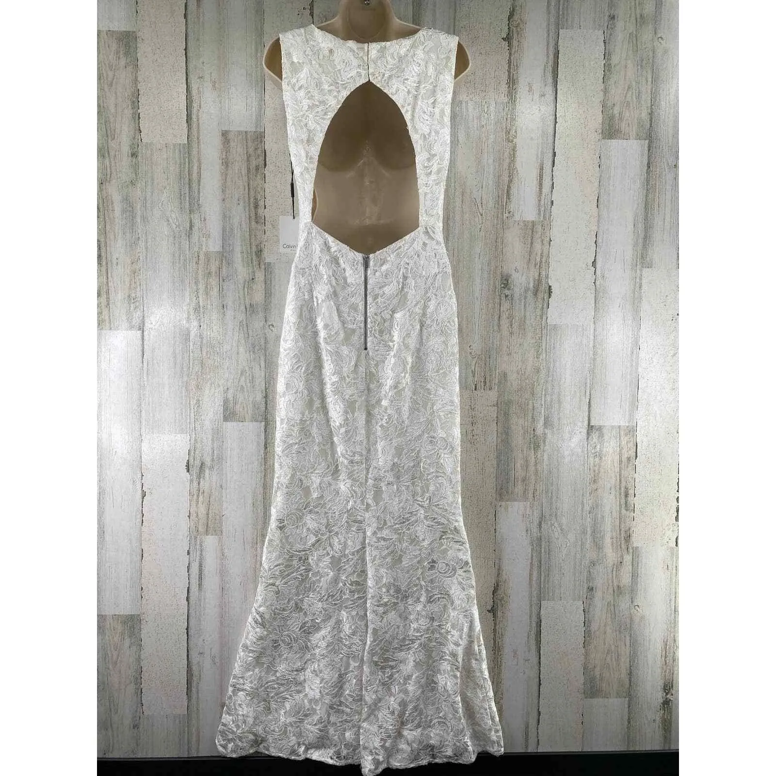 Calvin Klein Romantic Gown Womens 8 Ivy Lace Zip Up Open Back Lined Wedding NEW - Image 6