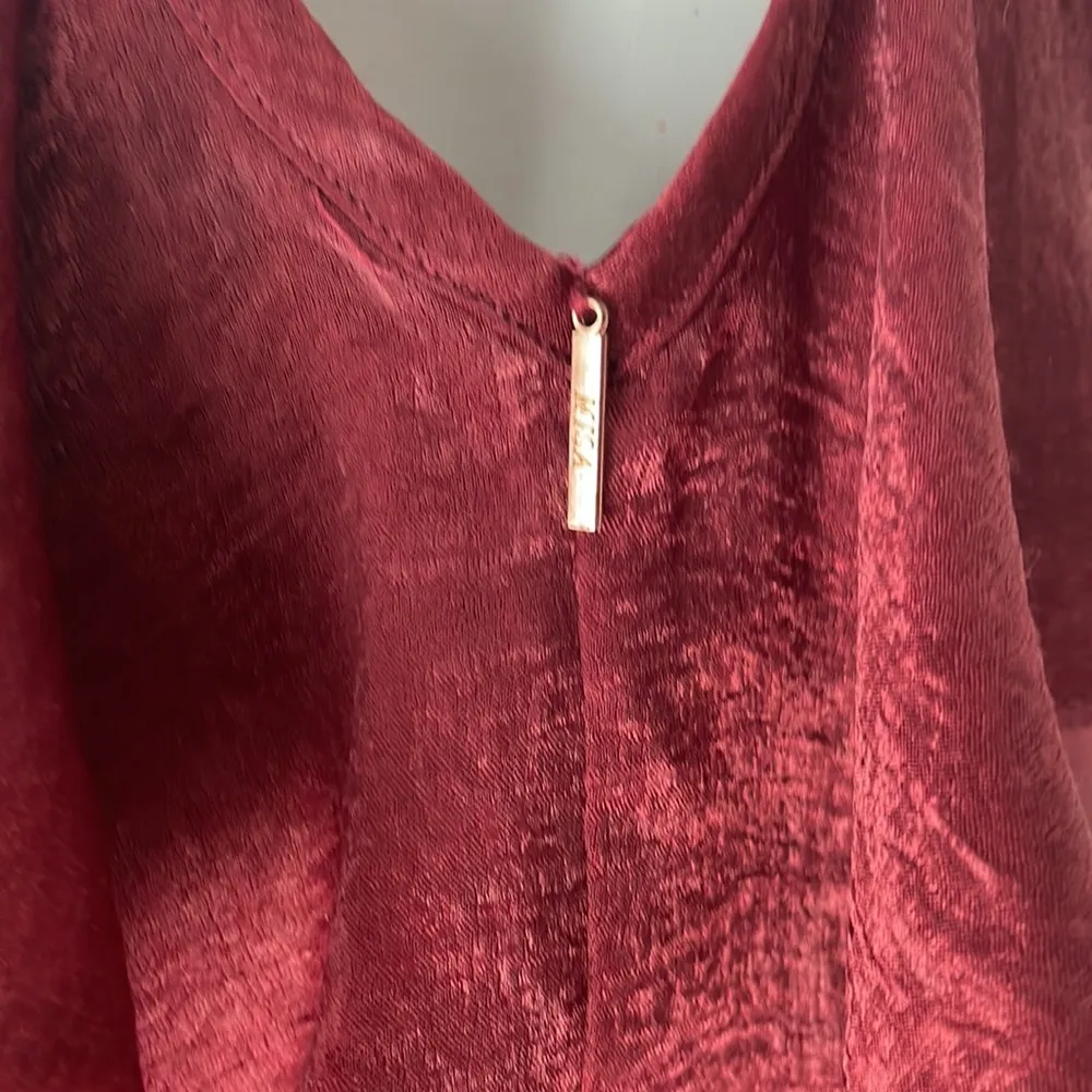 Misa Los Angeles Ele slip dress ruffle wine slub criss cross strap midi dress - Image 8