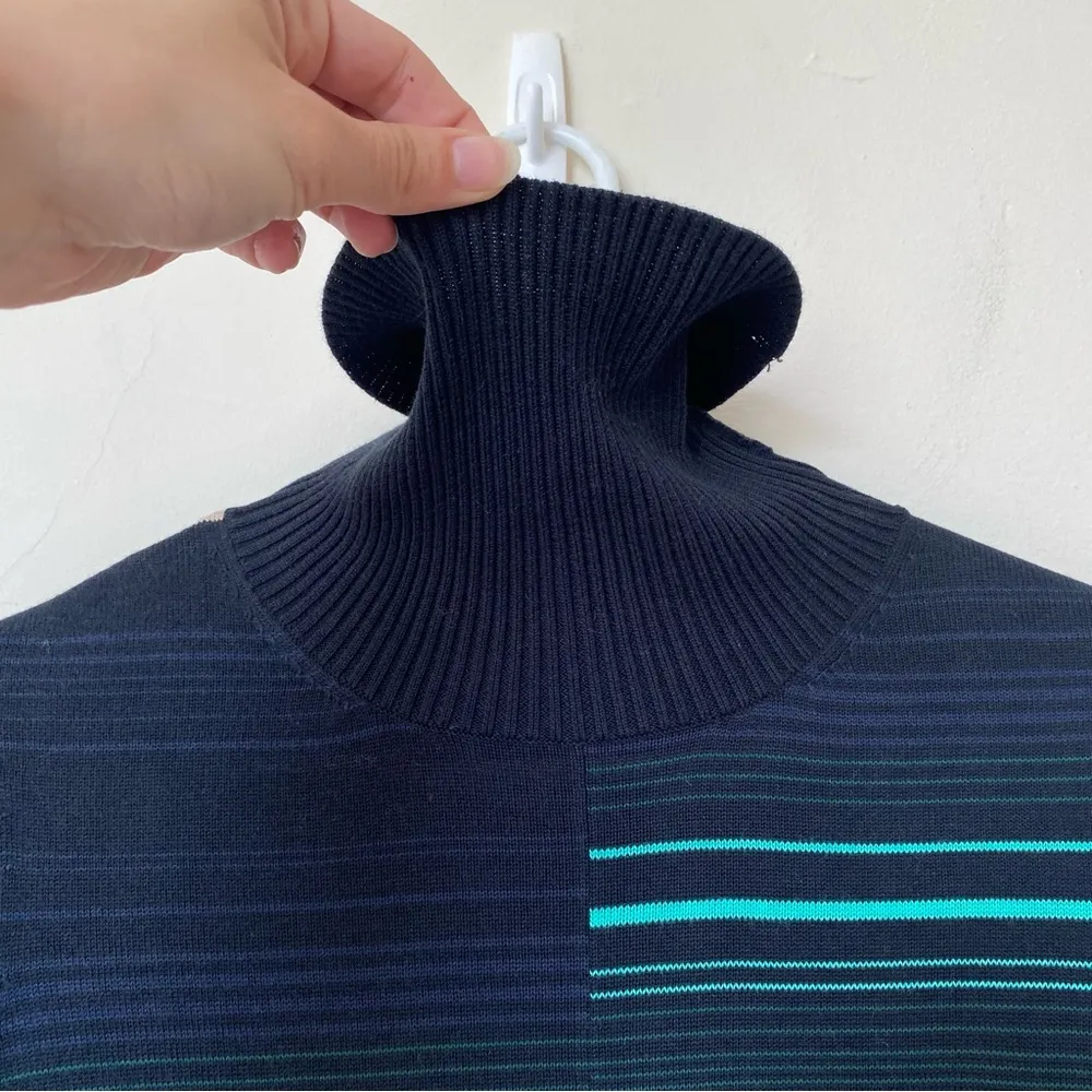 APIECE APART Striped Cotton Turtleneck Sweater in Black/Navy Blue Sz Medium - Image 4