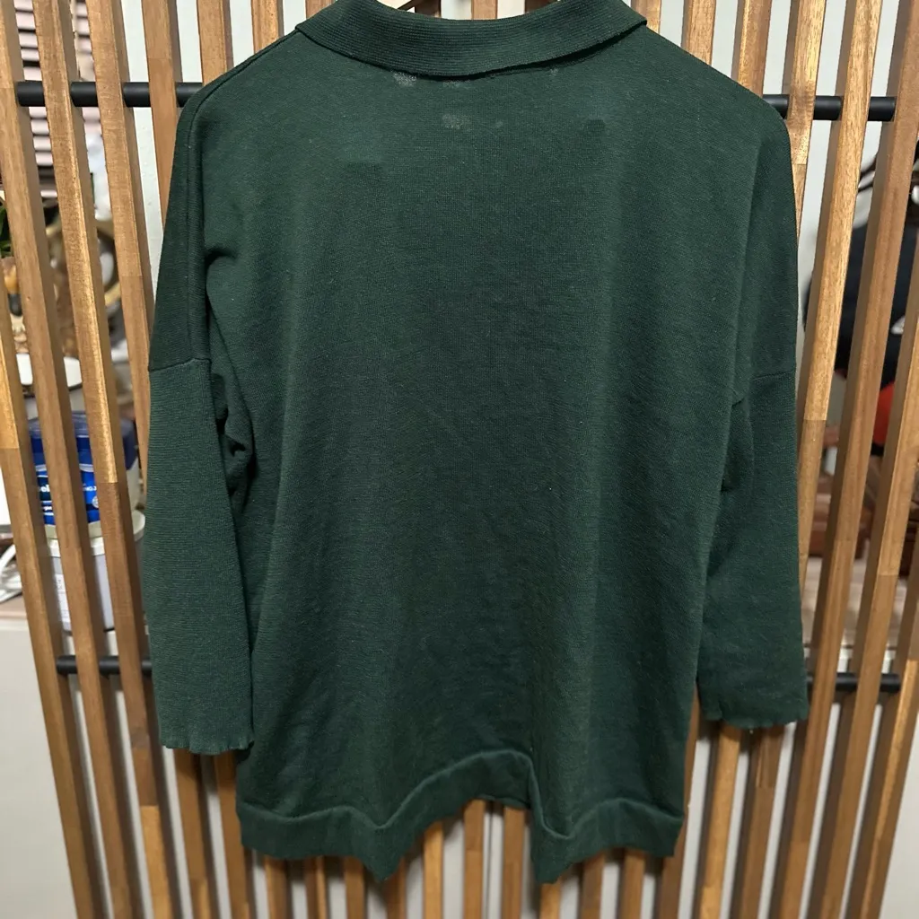 Tuckernuck Forest Green Long Dolman Sleeve Collared Polo T-Shirt Women’s M/L - Image 6