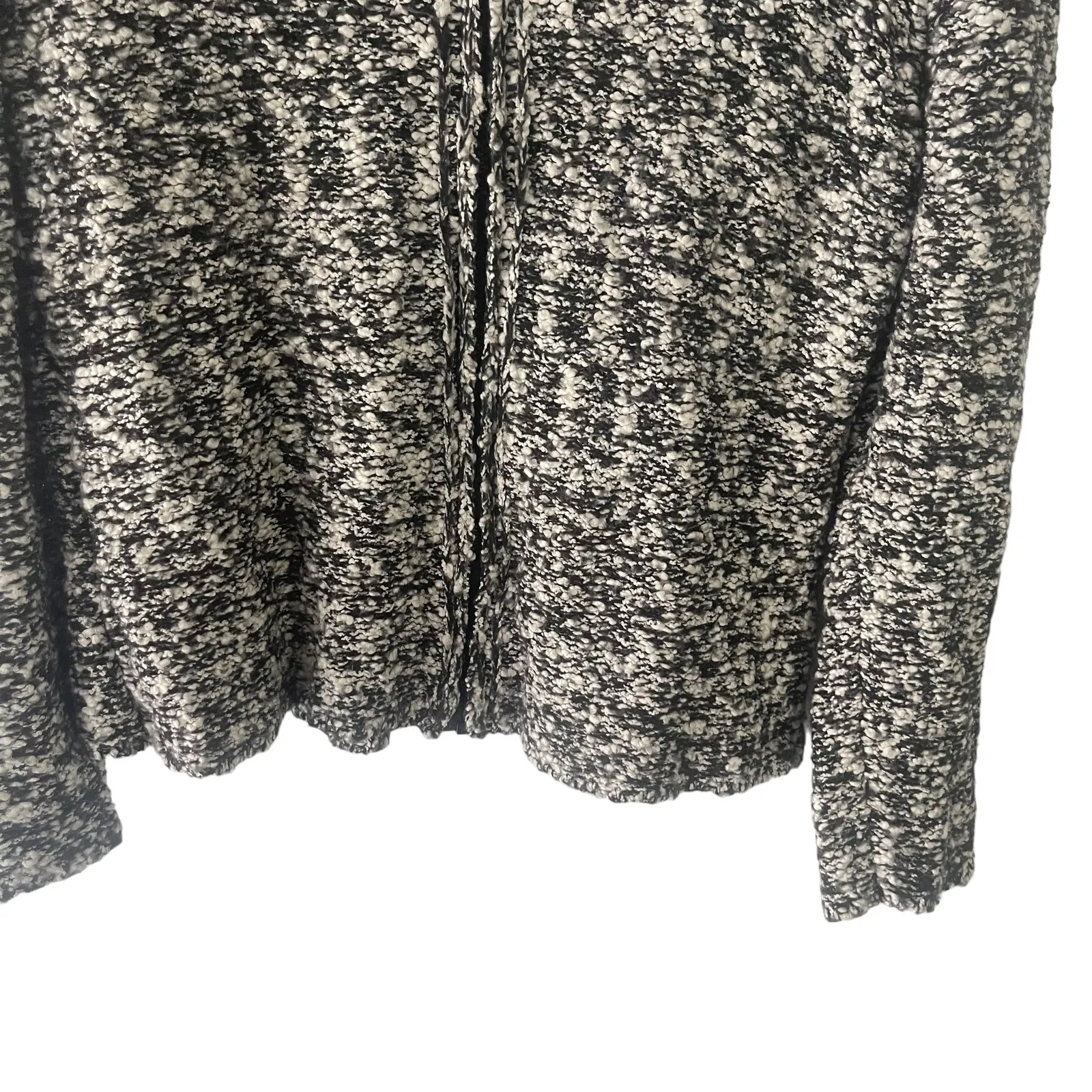 WindiRiver Women's Size Medium Black White Knit Full Zip Cardigan Sweater - Image 4