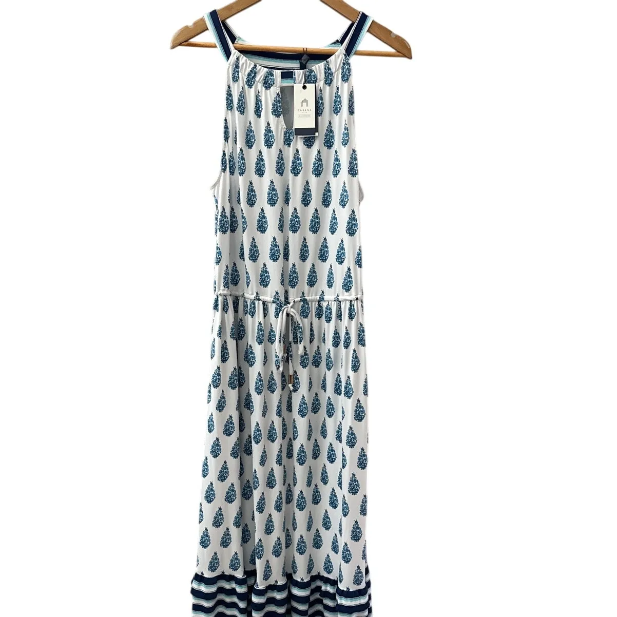 Cabana Life Delray Coverluxe‎ Pockets Tie Waist Maxi Dress Blue Size Large - Image 5