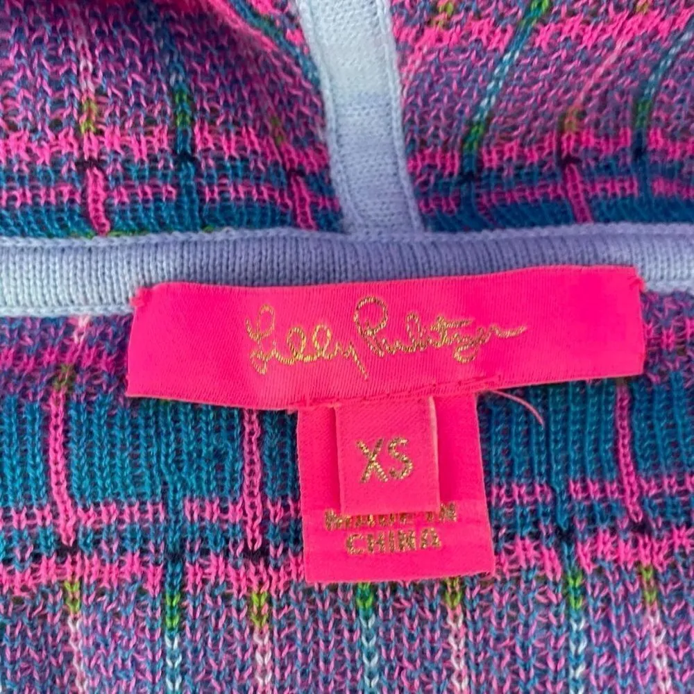 Lilly Pulitzer Size XS  Top Short Sleeve Hoodie Colorful Athletic Swimsuit Cover - Image 5