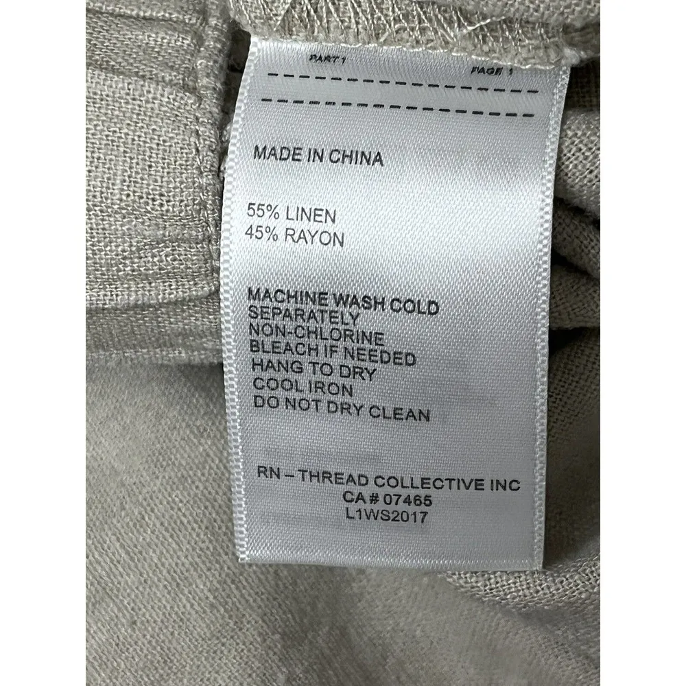 Laundry Safari Beige Beach  Linen Drawstring Shorts Paper bag Waist High Rise XL - Image 6