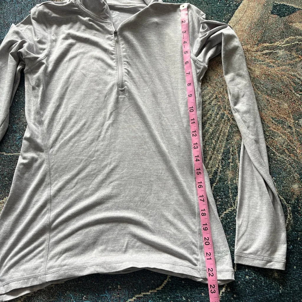 Reebok Light Grey 1/4 Zip Sweatshirt XS Mock Neck Relaxed Fit Lightweight Cadual - Image 14