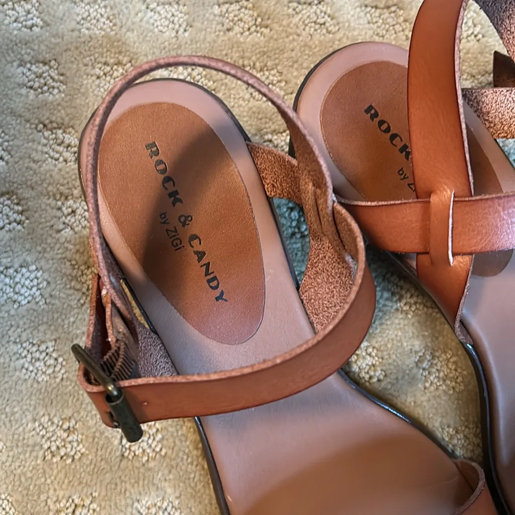 Rock & Candy Brown Leather Sandals, 9 - Image 2