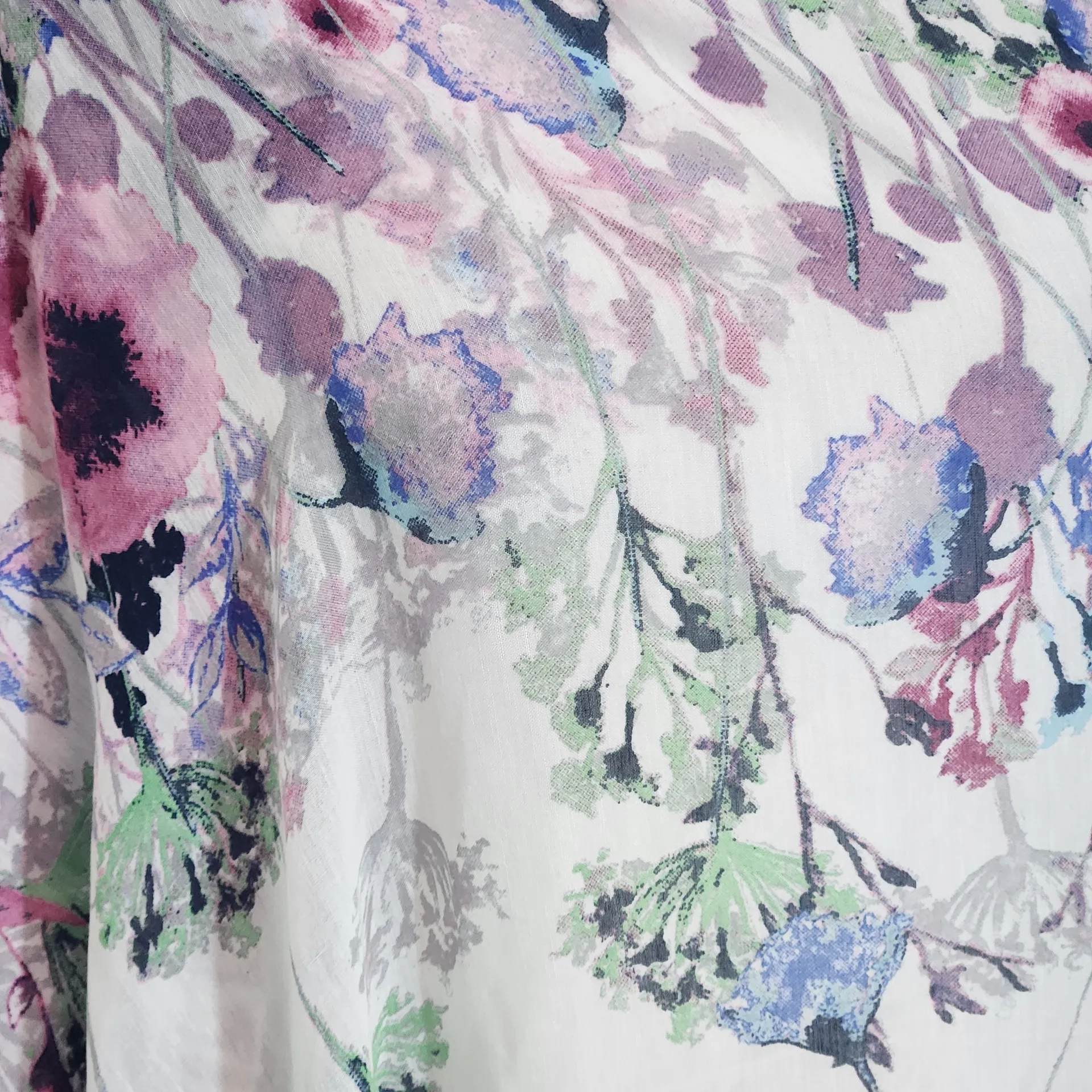 Kitara Purple and White Floral Print Wrap Scarf with Tassels NWT One Size - Image 3