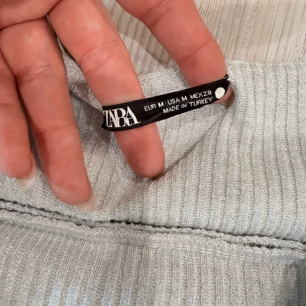 Zara Metallic Silver Knit tube top - Image 2
