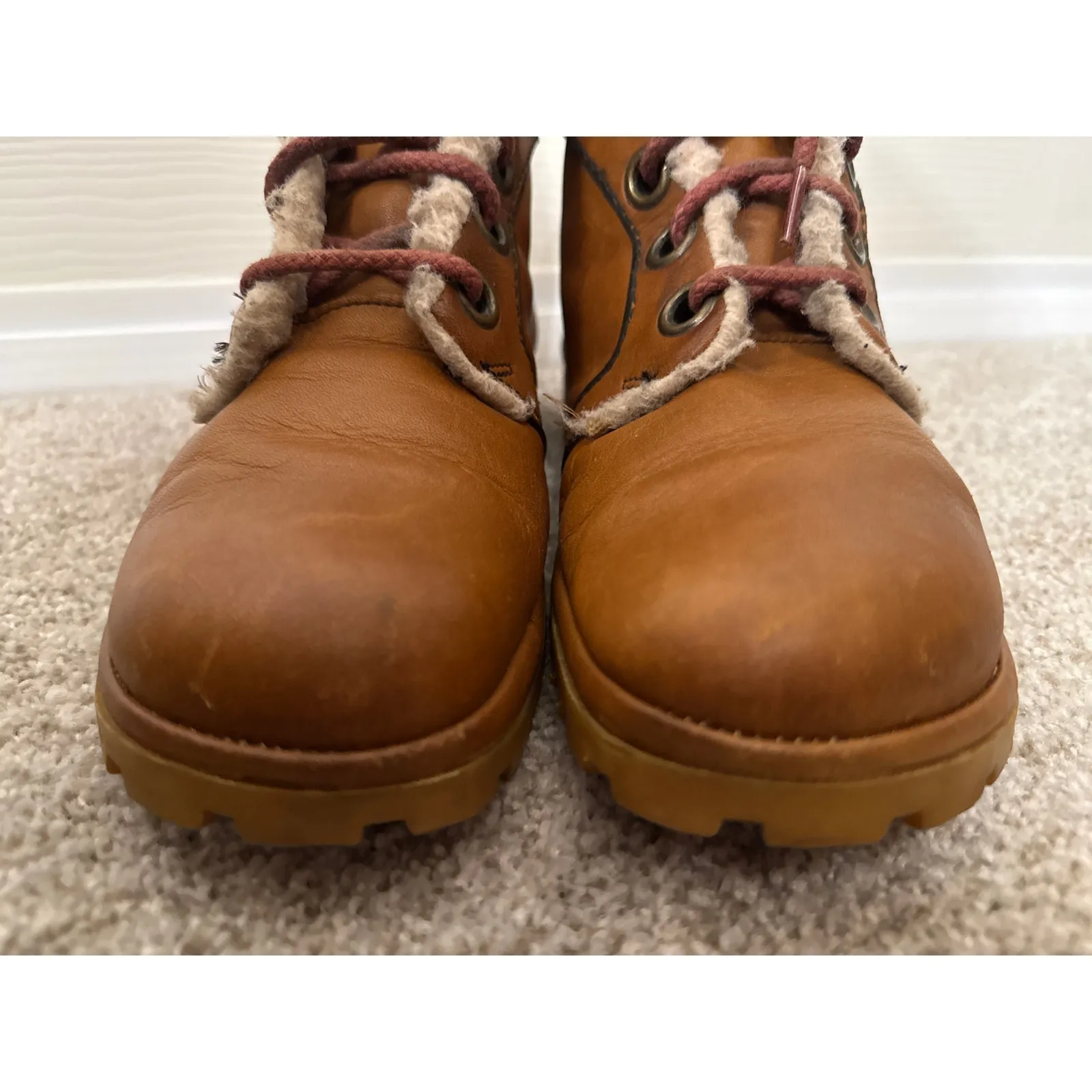 Vintage Women’s Sandler of Boston Leather Shearling Combat Boots, 10M Tan Size 10 - Image 6