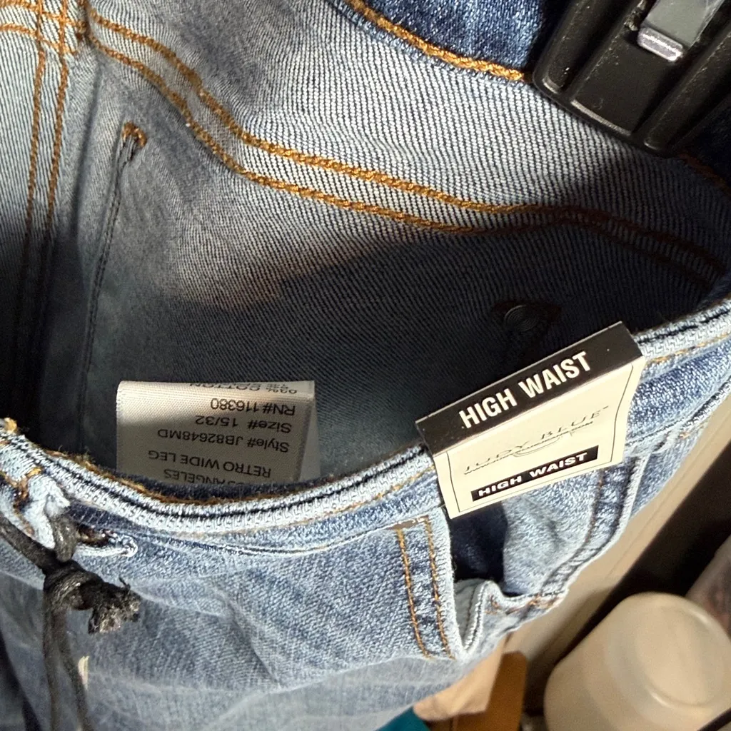 NWT Judy Blue Retro Wide Leg High Waist Raw Hem Jeans size 15 / 32 - Image 4