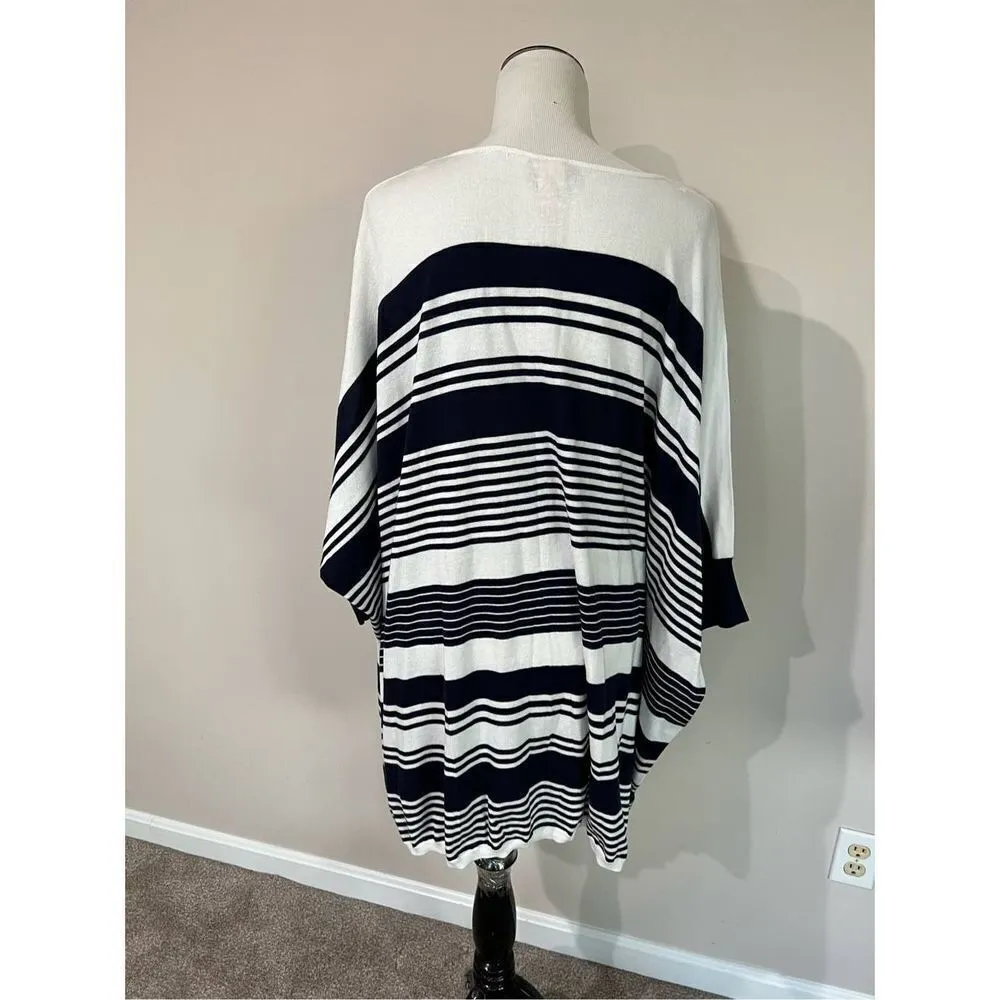 Tommy Bahama women knit top tunic coverup white/blue v-neck size L - Image 8