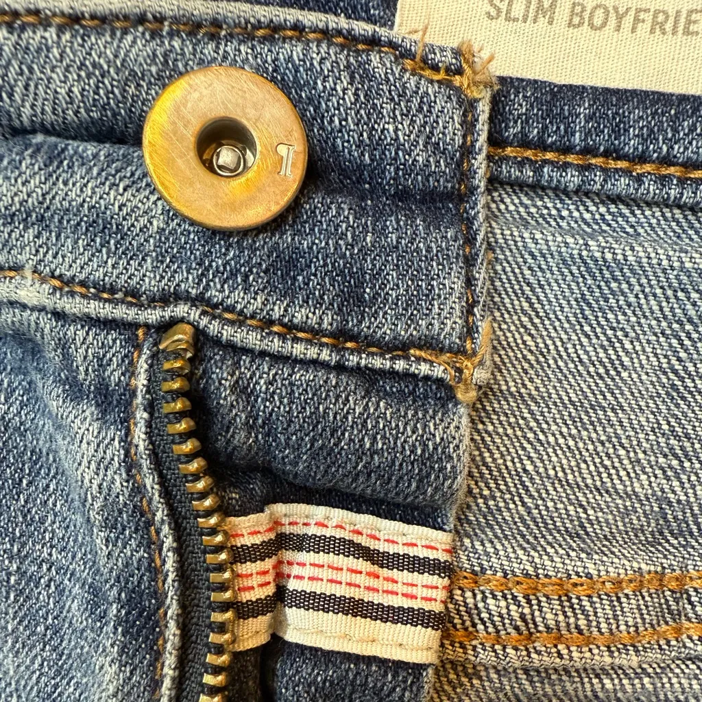 Pilcro and the Letterpress Slim Boyfriend Jeans Lightly Distressed Women Size 32 - Image 4